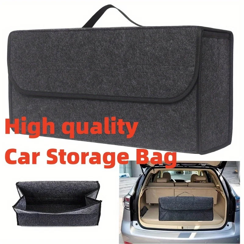Gray Anti Slip Compartment Boot Storage Organizer Tool Car Storage Bag Car Trunk Organizer Soft Felt Storage Box Car Accessories